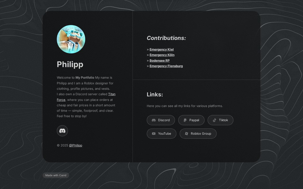 Carrd profile picture for @philipp